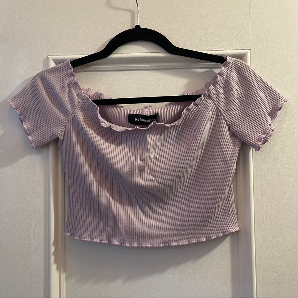 LAST CHANCE! Gone 11/28! Lavender off shoulder crop top
